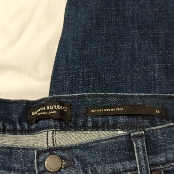NEW Banana Republic High Rise Wide Leg Crop Jeans Dark Wash Stretch Size 35 - Picture 3 of 5